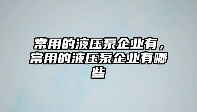 常用的液壓泵企業(yè)有，常用的液壓泵企業(yè)有哪些