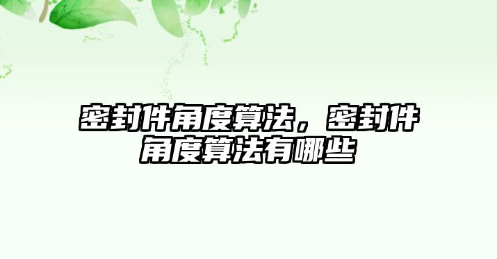 密封件角度算法，密封件角度算法有哪些