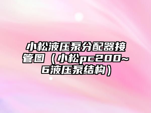 小松液壓泵分配器接管圖（小松pc200~6液壓泵結構）