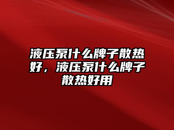 液壓泵什么牌子散熱好，液壓泵什么牌子散熱好用