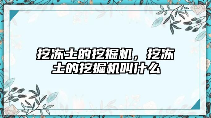 挖凍土的挖掘機(jī)，挖凍土的挖掘機(jī)叫什么