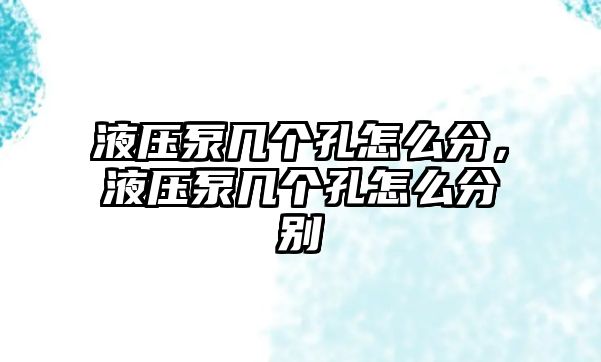 液壓泵幾個(gè)孔怎么分，液壓泵幾個(gè)孔怎么分別