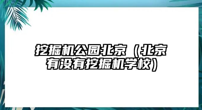 挖掘機公園北京（北京有沒有挖掘機學(xué)校）