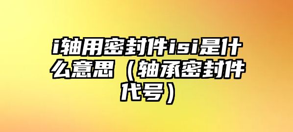 i軸用密封件isi是什么意思（軸承密封件代號）