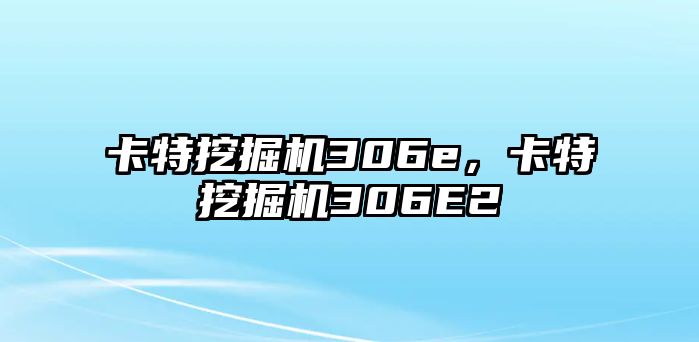 卡特挖掘機306e，卡特挖掘機306E2