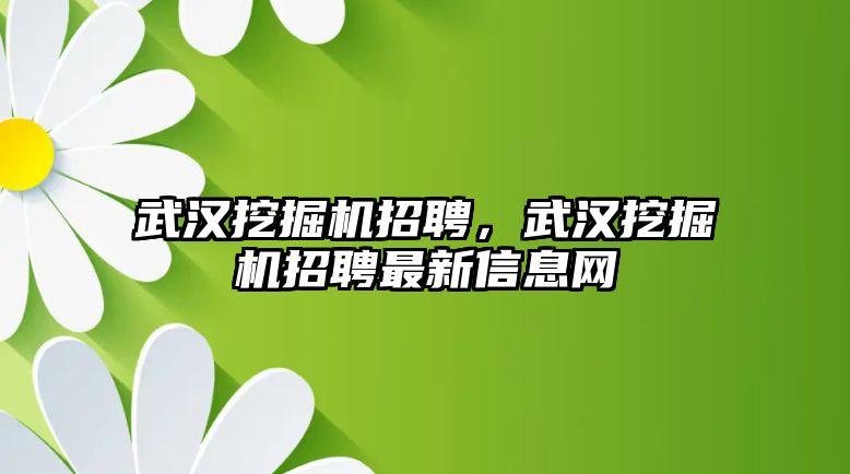 武漢挖掘機(jī)招聘，武漢挖掘機(jī)招聘最新信息網(wǎng)