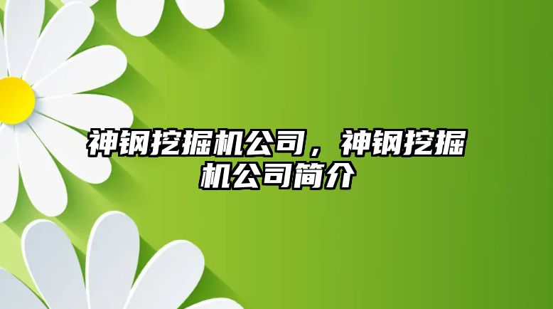 神鋼挖掘機公司，神鋼挖掘機公司簡介