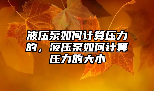 液壓泵如何計算壓力的，液壓泵如何計算壓力的大小