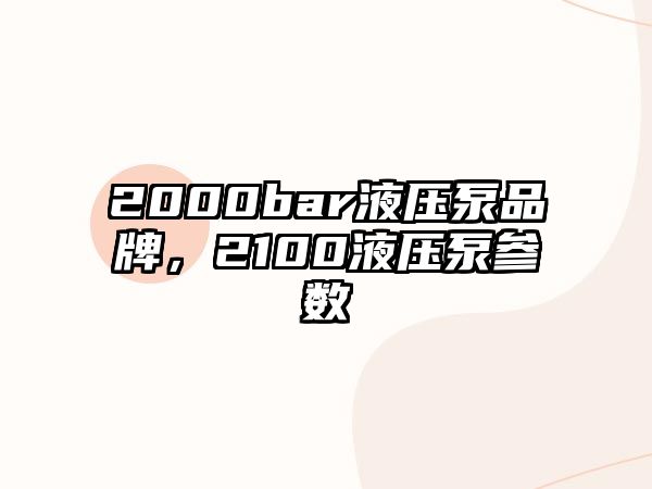 2000bar液壓泵品牌，2100液壓泵參數(shù)