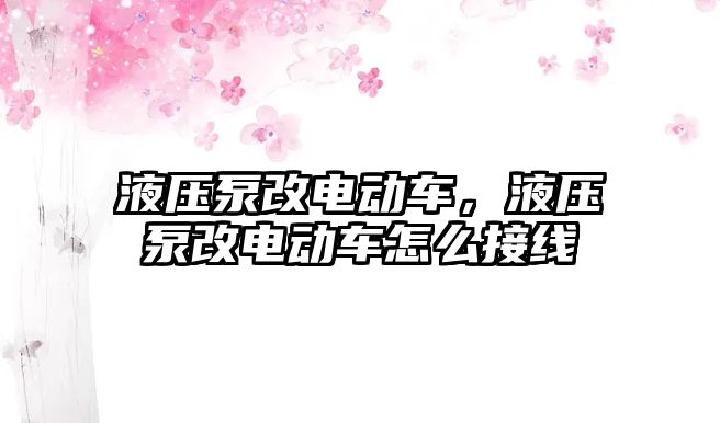 液壓泵改電動車，液壓泵改電動車怎么接線