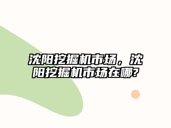 沈陽挖掘機市場，沈陽挖掘機市場在哪?