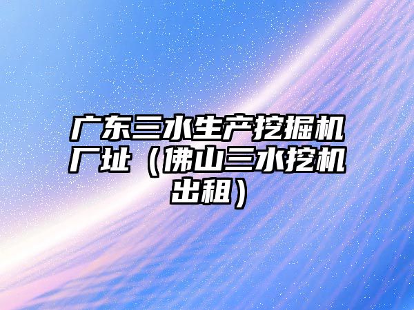 廣東三水生產(chǎn)挖掘機廠址（佛山三水挖機出租）