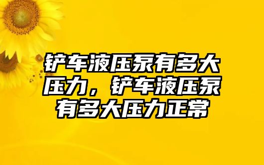 鏟車液壓泵有多大壓力，鏟車液壓泵有多大壓力正常