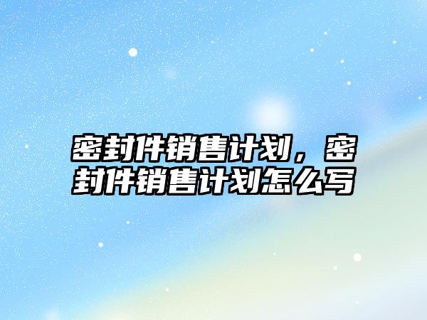 密封件銷售計劃，密封件銷售計劃怎么寫