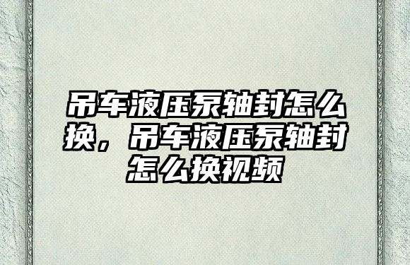 吊車液壓泵軸封怎么換，吊車液壓泵軸封怎么換視頻