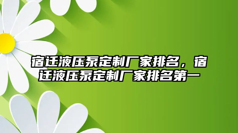 宿遷液壓泵定制廠家排名，宿遷液壓泵定制廠家排名第一