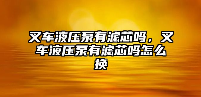 叉車液壓泵有濾芯嗎，叉車液壓泵有濾芯嗎怎么換