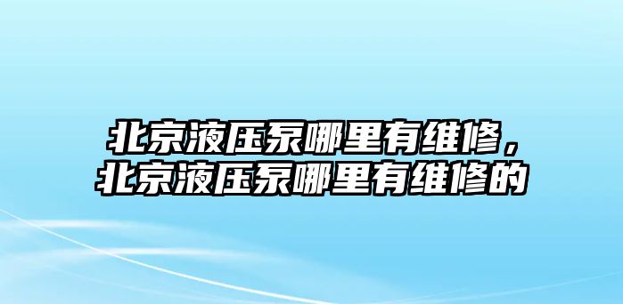 北京液壓泵哪里有維修，北京液壓泵哪里有維修的