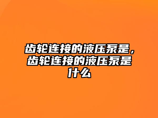 齒輪連接的液壓泵是，齒輪連接的液壓泵是什么