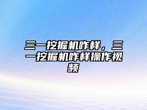 三一挖掘機咋樣，三一挖掘機咋樣操作視頻