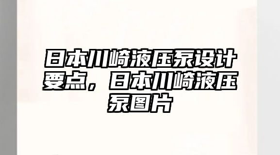 日本川崎液壓泵設(shè)計要點，日本川崎液壓泵圖片