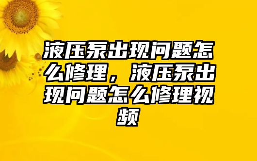 液壓泵出現(xiàn)問題怎么修理，液壓泵出現(xiàn)問題怎么修理視頻