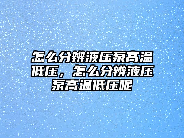 怎么分辨液壓泵高溫低壓，怎么分辨液壓泵高溫低壓呢