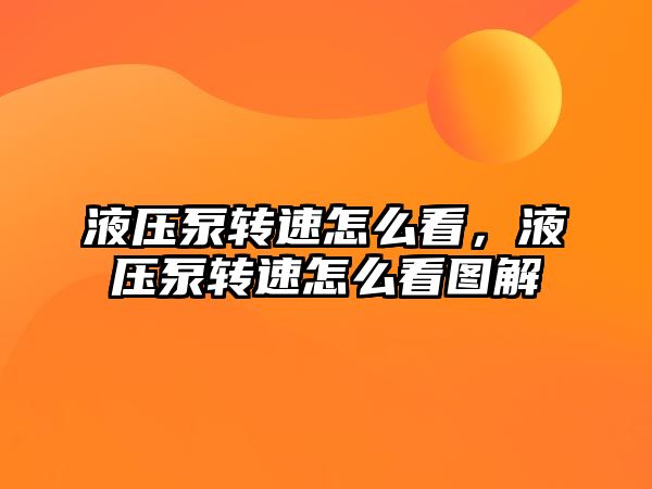 液壓泵轉(zhuǎn)速怎么看，液壓泵轉(zhuǎn)速怎么看圖解