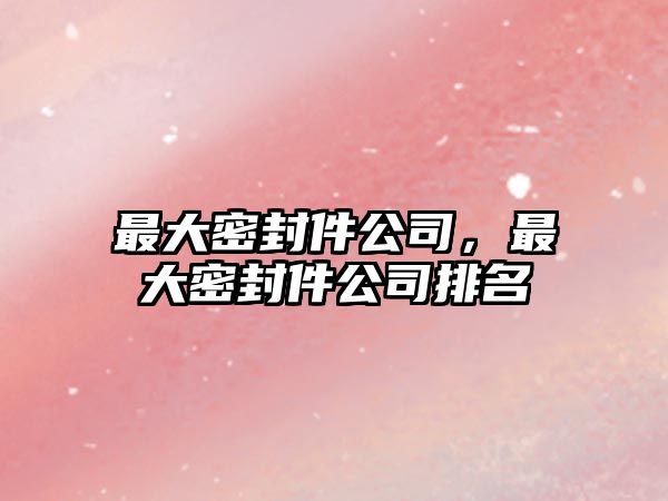 最大密封件公司，最大密封件公司排名