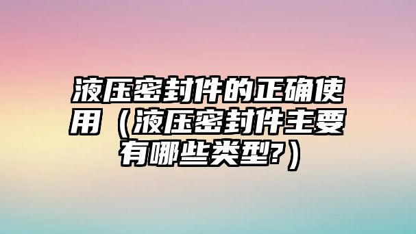 液壓密封件的正確使用（液壓密封件主要有哪些類型?）