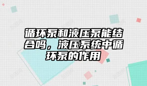 循環(huán)泵和液壓泵能結(jié)合嗎，液壓系統(tǒng)中循環(huán)泵的作用