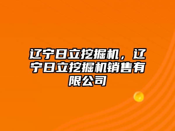 遼寧日立挖掘機(jī)，遼寧日立挖掘機(jī)銷售有限公司