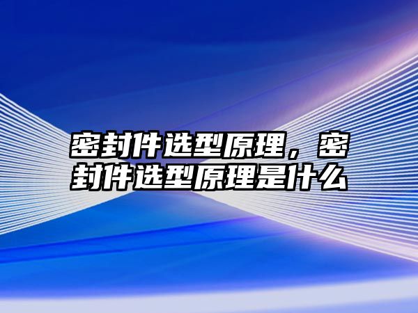 密封件選型原理，密封件選型原理是什么