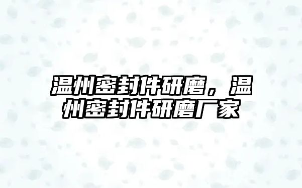 溫州密封件研磨，溫州密封件研磨廠家