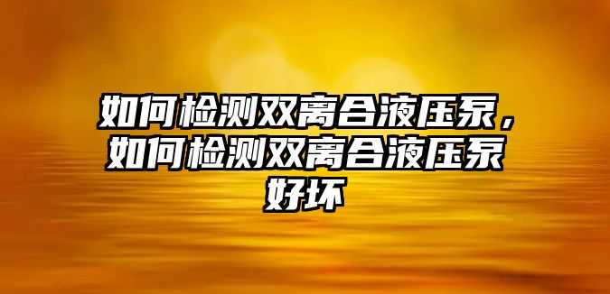 如何檢測雙離合液壓泵，如何檢測雙離合液壓泵好壞