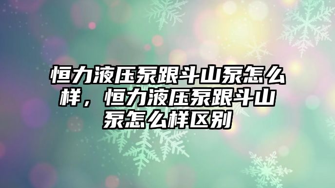 恒力液壓泵跟斗山泵怎么樣，恒力液壓泵跟斗山泵怎么樣區(qū)別