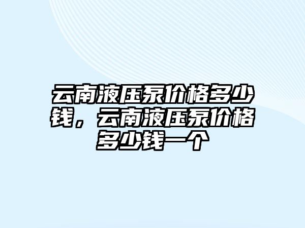 云南液壓泵價格多少錢，云南液壓泵價格多少錢一個