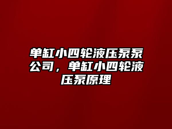 單缸小四輪液壓泵泵公司，單缸小四輪液壓泵原理