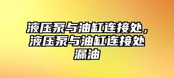 液壓泵與油缸連接處，液壓泵與油缸連接處漏油