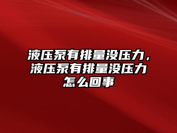 液壓泵有排量沒(méi)壓力，液壓泵有排量沒(méi)壓力怎么回事