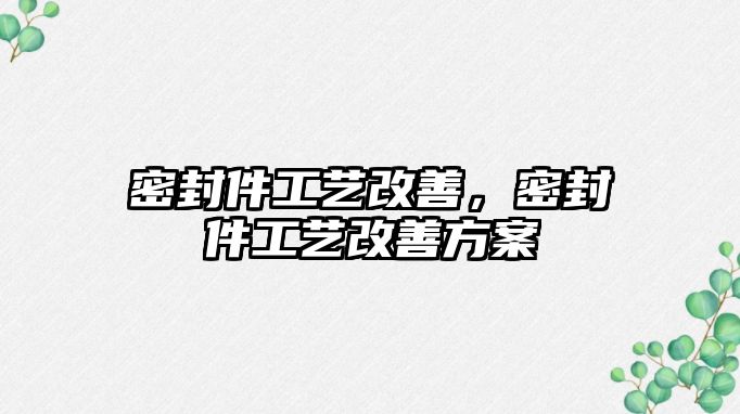 密封件工藝改善，密封件工藝改善方案