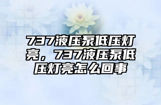 737液壓泵低壓燈亮，737液壓泵低壓燈亮怎么回事