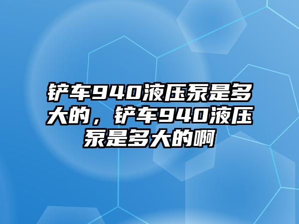 鏟車940液壓泵是多大的，鏟車940液壓泵是多大的啊