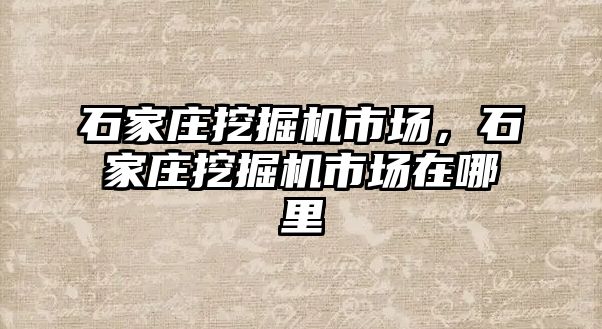 石家莊挖掘機市場，石家莊挖掘機市場在哪里