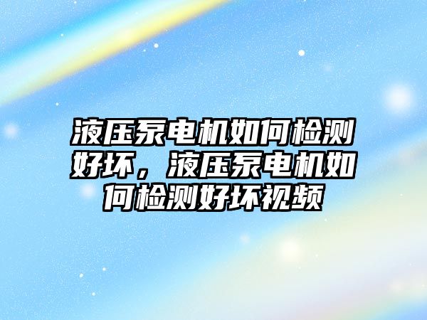 液壓泵電機(jī)如何檢測(cè)好壞，液壓泵電機(jī)如何檢測(cè)好壞視頻