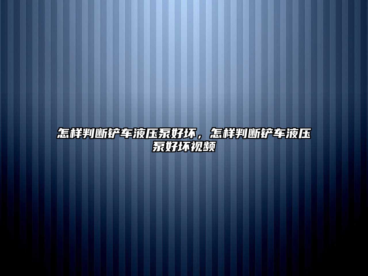 怎樣判斷鏟車液壓泵好壞，怎樣判斷鏟車液壓泵好壞視頻