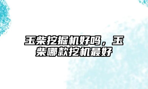 玉柴挖掘機好嗎，玉柴哪款挖機最好