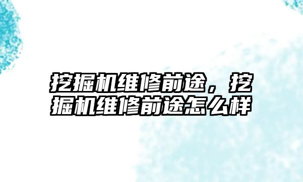 挖掘機維修前途，挖掘機維修前途怎么樣