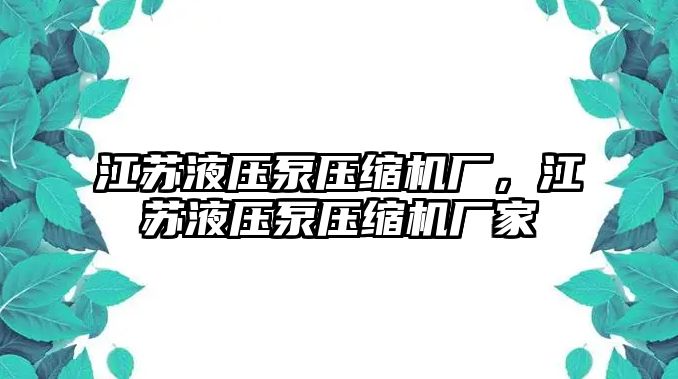 江蘇液壓泵壓縮機(jī)廠，江蘇液壓泵壓縮機(jī)廠家