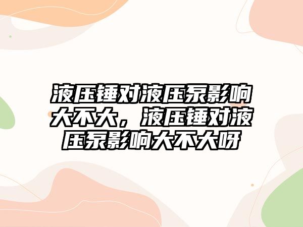 液壓錘對液壓泵影響大不大，液壓錘對液壓泵影響大不大呀